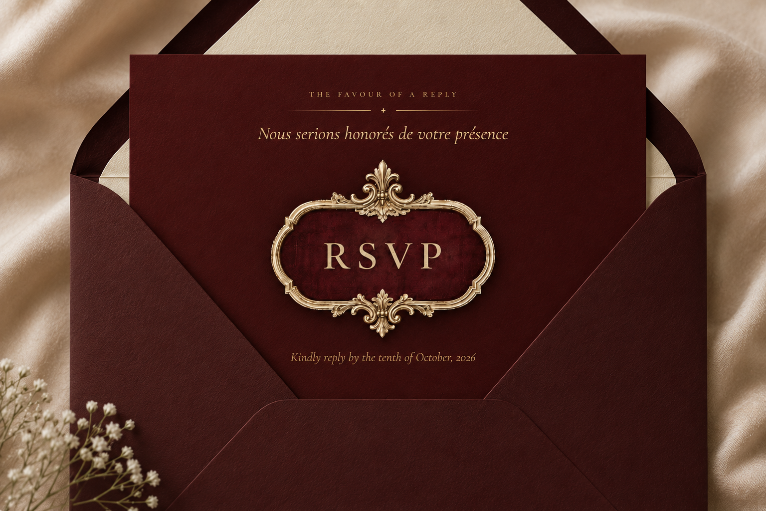 RSVP — Nous serions honorés de votre présence.